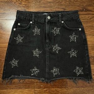 Topshop black jean mini skirt